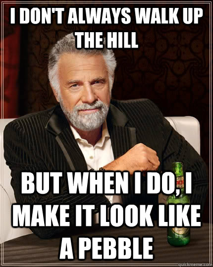 I don't always walk up the hill but when I do, I make it look like a pebble  The Most Interesting Man In The World