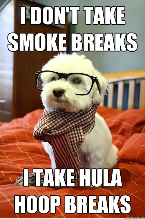 i don't take smoke breaks i take hula hoop breaks  Hipster Dog