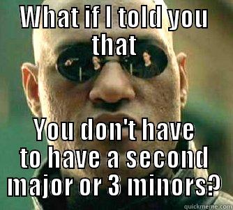 WHAT IF I TOLD YOU THAT YOU DON'T HAVE TO HAVE A SECOND MAJOR OR 3 MINORS? Matrix Morpheus