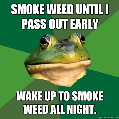 Smoke weed until I pass out early Wake up to smoke weed all night. - Smoke weed until I pass out early Wake up to smoke weed all night.  Foul Bachelor Frog