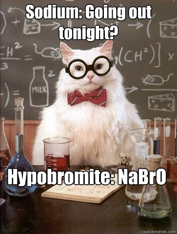 Sodium: Going out tonight? Hypobromite: NaBrO - Sodium: Going out tonight? Hypobromite: NaBrO  Chemistry Cat