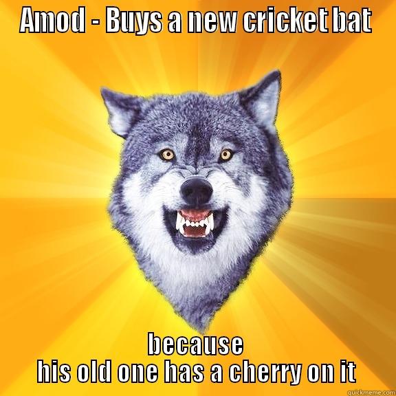 AMOD - BUYS A NEW CRICKET BAT BECAUSE HIS OLD ONE HAS A CHERRY ON IT Courage Wolf