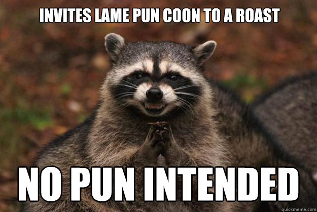 invites lame pun coon to a roast no pun intended - invites lame pun coon to a roast no pun intended  Evil Plotting Raccoon