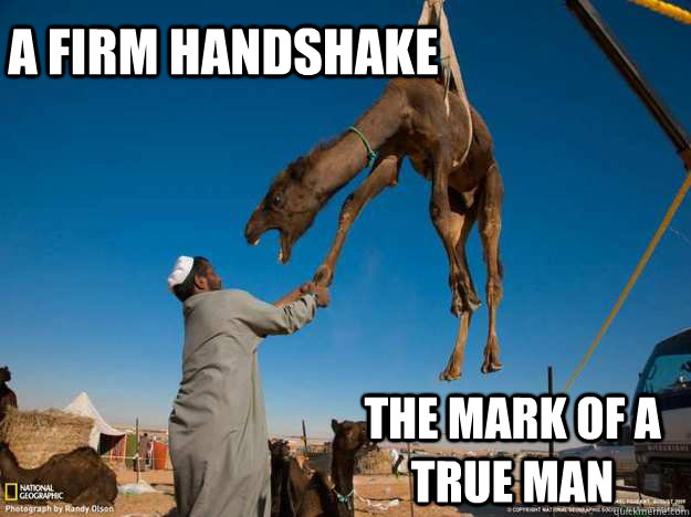 A firm handshake The mark of a true man  