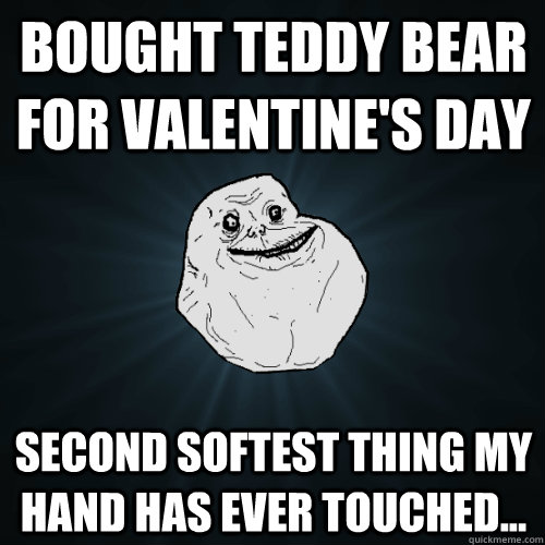 Bought Teddy Bear for Valentine's Day Second softest thing my hand has ever touched...  Forever Alone