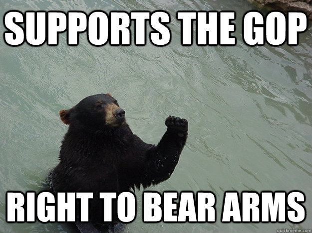 Supports the GOP right to bear arms   Vengeful Bear