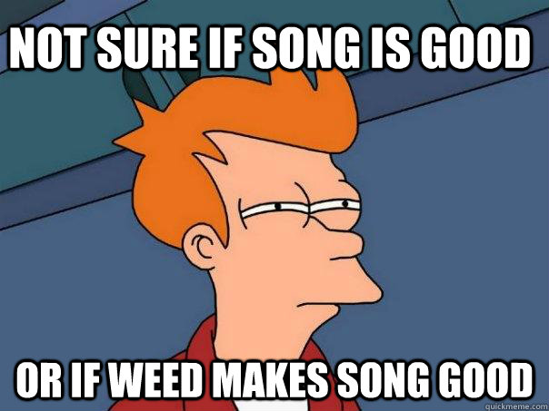 Not sure if song is good Or if weed makes song good  Futurama Fry