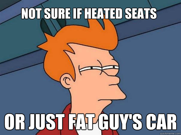 Not sure if heated seats Or just fat guy's car - Not sure if heated seats Or just fat guy's car  Futurama Fry