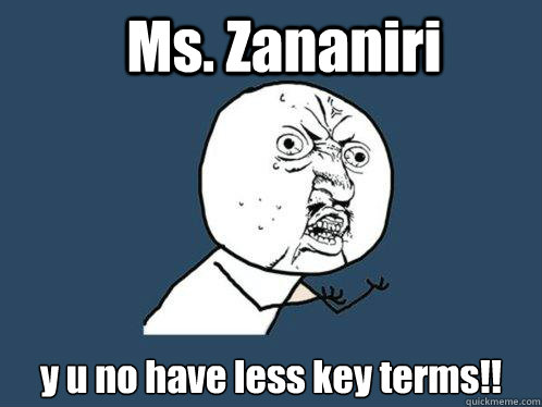 Ms. Zananiri y u no have less key terms!!  Y U No