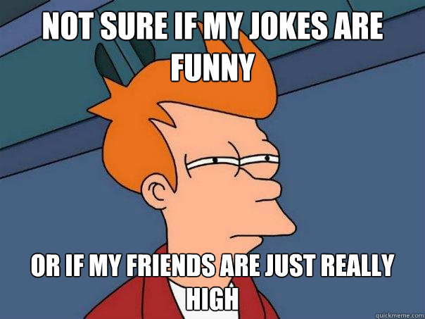 Not sure if my jokes are funny or if my friends are just really high  Futurama Fry