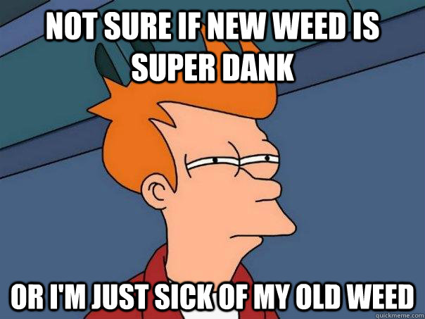 Not sure if new weed is super dank or I'm just sick of my old weed  Futurama Fry