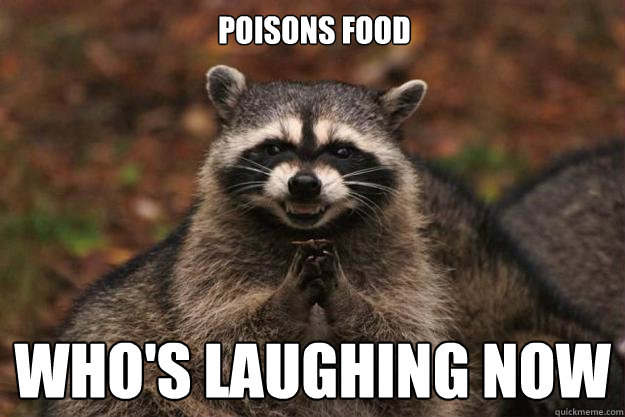 Poisons food who's laughing now - Poisons food who's laughing now  Evil Plotting Raccoon