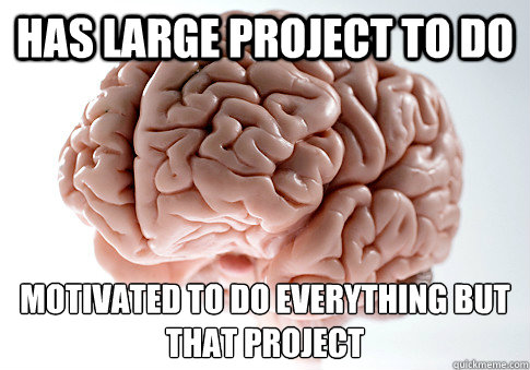 Has large project to do Motivated to do everything but that project  Scumbag Brain