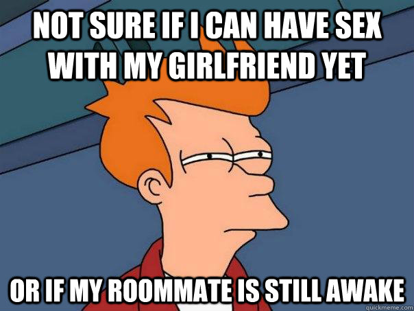 Not sure if I can have sex with my girlfriend yet Or if my roommate is still awake  Futurama Fry