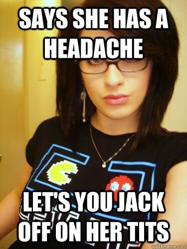 Says she has a headache Let's you jack off on her tits - Says she has a headache Let's you jack off on her tits  Cool