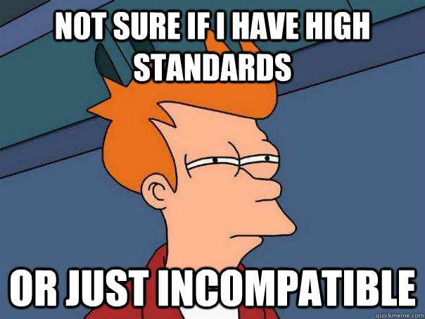 Not sure if i have high standards Or just incompatible - Not sure if i have high standards Or just incompatible  Futurama Fry