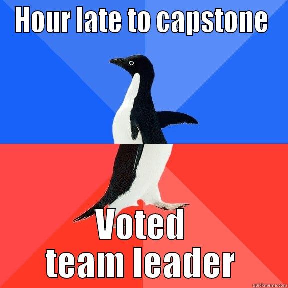 HOUR LATE TO CAPSTONE VOTED TEAM LEADER Socially Awkward Awesome Penguin