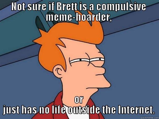 NOT SURE IF BRETT IS A COMPULSIVE MEME-HOARDER, OR JUST HAS NO LIFE OUTSIDE THE INTERNET. Futurama Fry