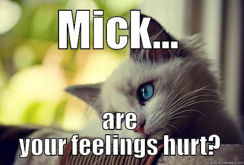 Tempur Tantrum - MICK... ARE YOUR FEELINGS HURT? First World Problems Cat