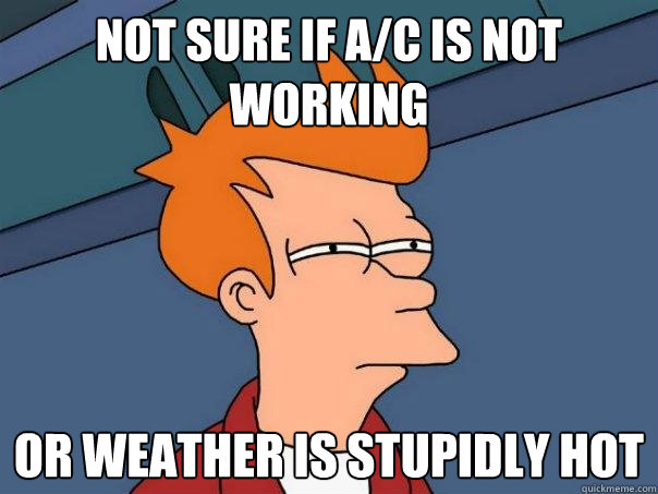 Not sure if A/C is not working Or weather is stupidly hot  Futurama Fry