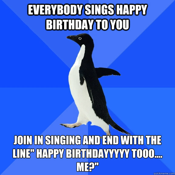 Everybody sings happy birthday to you join in singing and end with the line