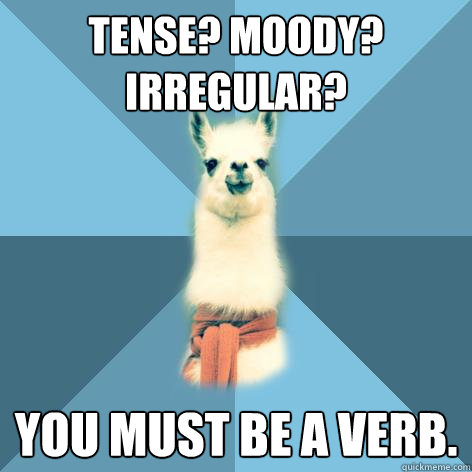 Tense? moody? irregular? you must be a verb.  