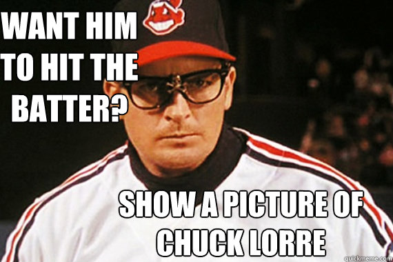 Want him to hit the batter? Show a picture of chuck Lorre  Ricky Vaughn