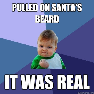 pulled on santa's beard it was real  Success Kid