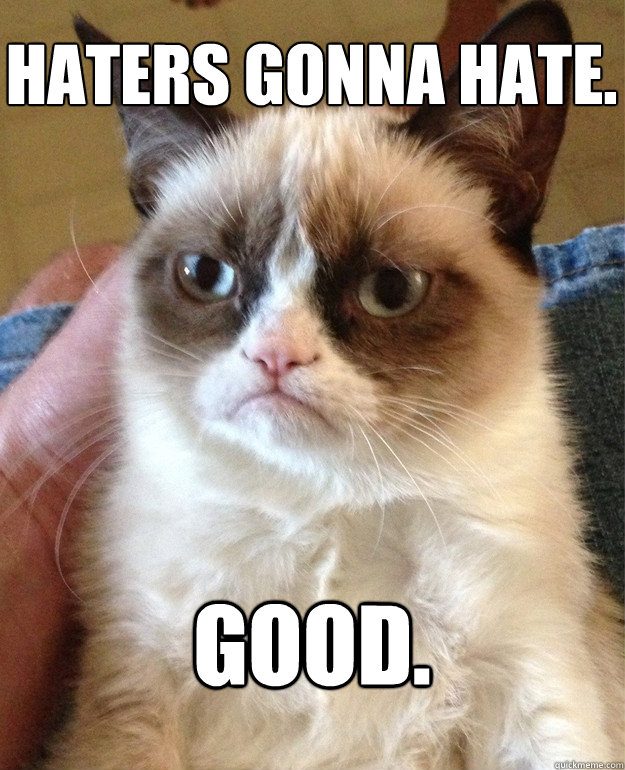 haters gonna hate. good. - haters gonna hate. good.  Grumpy Cat