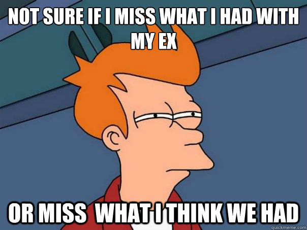 Not sure if i miss what i had with my ex or miss  what i think we had  Futurama Fry