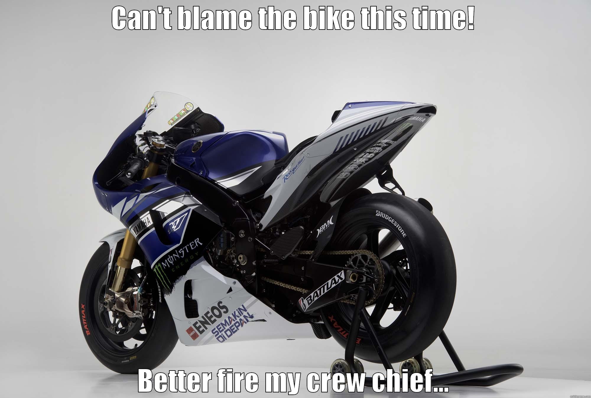 CAN'T BLAME THE BIKE THIS TIME! BETTER FIRE MY CREW CHIEF... Misc