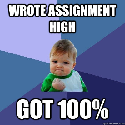 Wrote assignment high Got 100%  Success Kid