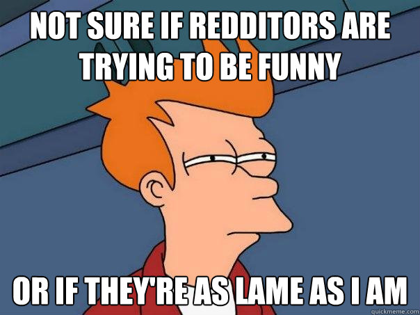 Not sure if Redditors are trying to be funny Or if they're as lame as I am - Not sure if Redditors are trying to be funny Or if they're as lame as I am  Futurama Fry