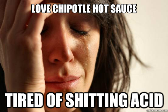 love Chipotle Hot Sauce Tired of shitting acid   First World Problems