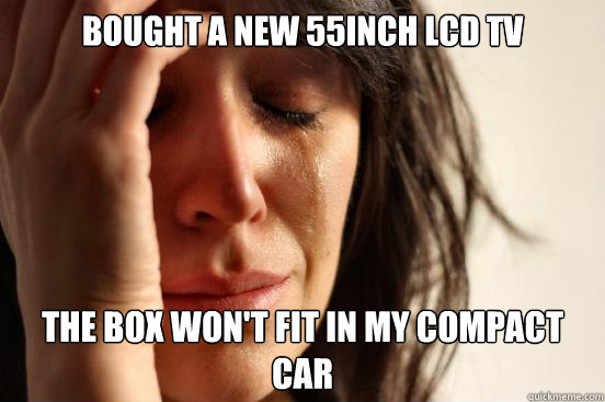 bought a new 55inch lcd tv the box won't fit in my compact car  First World Problems