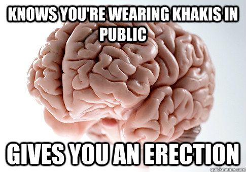 Knows you're wearing khakis in public Gives you an erection  Scumbag Brain