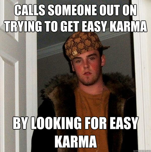 Calls someone out on trying to get easy karma by looking for easy karma  Scumbag Steve