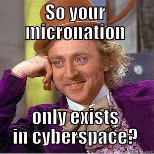 Cyberspace Micronation - SO YOUR MICRONATION ONLY EXISTS IN CYBERSPACE? Condescending Wonka