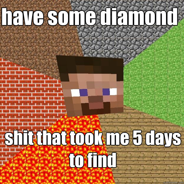 have some diamond shit that took me 5 days to find  Minecraft