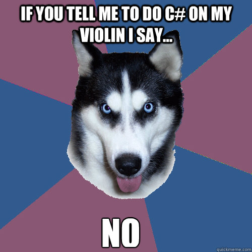 if you tell me to do c# on my violin i say... NO - if you tell me to do c# on my violin i say... NO  Creeper Canine