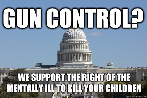 Gun Control? We support the right of the mentally ill to kill your children - Gun Control? We support the right of the mentally ill to kill your children  Scumbag Congress