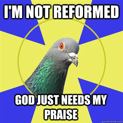 I'm not Reformed God just needs my praise - I'm not Reformed God just needs my praise  Religion Pigeon