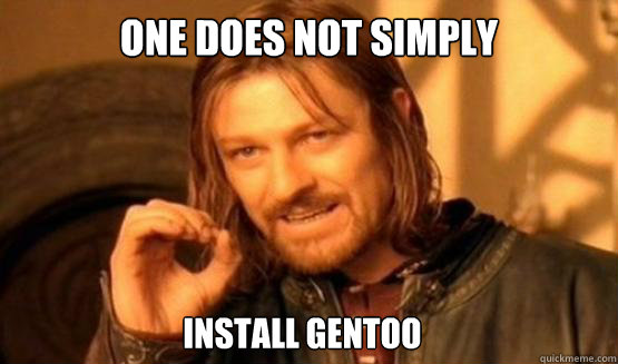 One does not simply install gentoo - One does not simply install gentoo  ONE DOES NOT SIMPLY EAT WITH UTENSILS