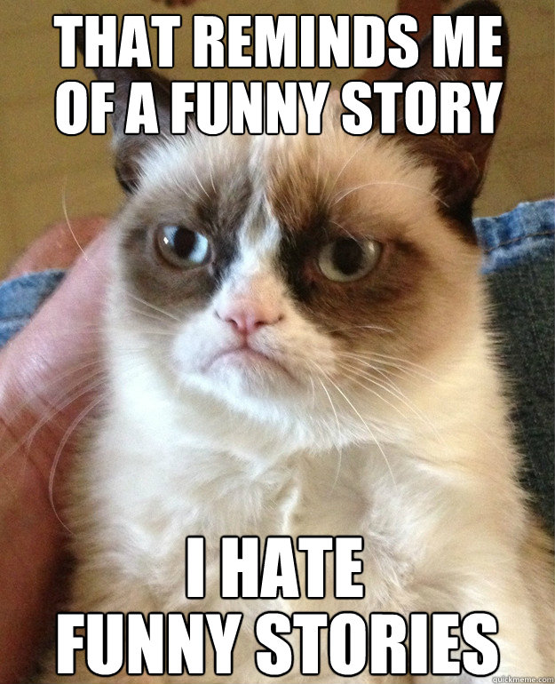 that reminds me of a funny story i hate funny stories  Grumpy Cat