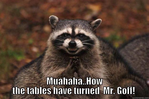   MUAHAHA..HOW THE TABLES HAVE TURNED  MR. GOFF! Evil Plotting Raccoon