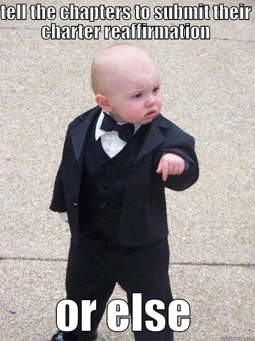 serious baby - TELL THE CHAPTERS TO SUBMIT THEIR CHARTER REAFFIRMATION OR ELSE Baby Godfather