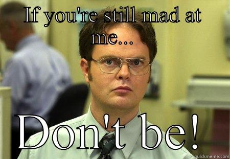 IF YOU'RE STILL MAD AT ME... DON'T BE! Schrute