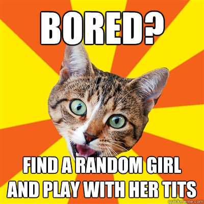 bored? find a random girl and play with her tits  Bad Advice Cat