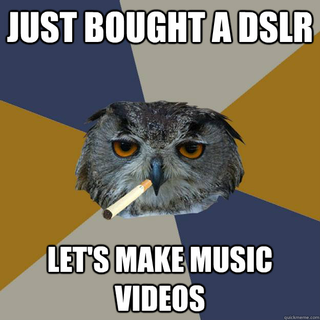 just bought a dslr let's make music videos  Art Student Owl