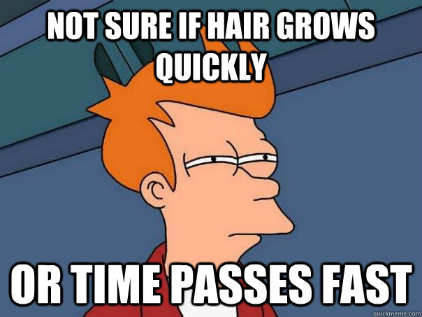 not sure if hair grows quickly or time passes fast  Futurama Fry